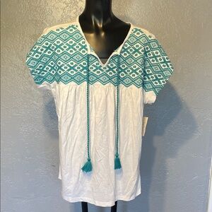 Elegant Teal Embroidered Women's Blouse